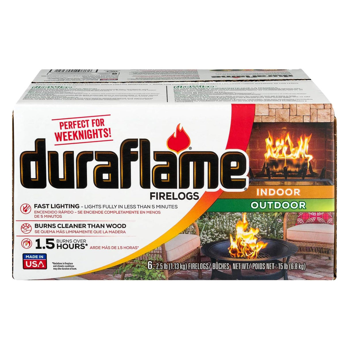 Duraflame 12-Pack Indoor/Outdoor Logs for Fireplace & Fire Pit, 1.5-Hour Burn, 2.5lb Each Duraflame