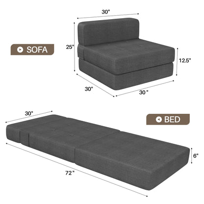 Youmumeub Convertible Sofa Bed, Floor Futon Sofa Bed with Memory Foam for Living Room & Apartment, Linen Fabric, Dark Gray - WoodArtSupply