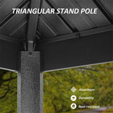 NicBex Grill Gazebo 8' × 6', Aluminum BBQ Gazebo Outdoor Metal Frame with Shelves Serving Tables, Permanent Double Roof Hardtop Gazebos for Patio Lawn Deck Backyard and Garden, Grey NicBex