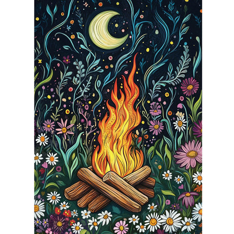 KEYIFA Diamond Painting Abstract Diamond Art Kits for Adults, 5D Round Full Drill Fire Flowers Diamond Painting Kit for Beginner, DIY Gems Art Craft for Home Wall Decor 12x16 inch KEYIFA