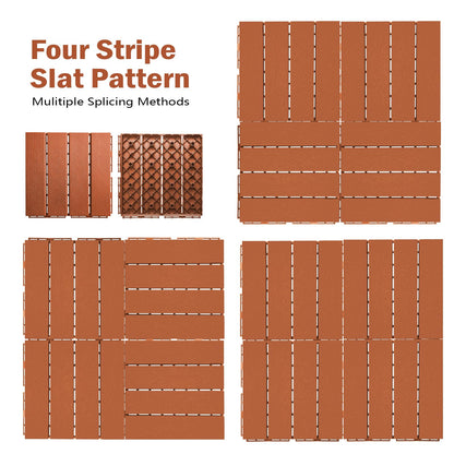 VERNILLA Plastic Interlocking Deck Tiles Outdoor,36 Pcs,12"x12" Patio Tiles Waterproof Outdoor Interlocking All Weather,Deck Tiles for Balcony, Backyard, Indoor and Outdoor use, Brown