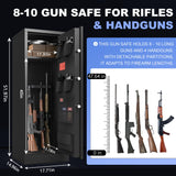8-10 Gun Safe, Large Gun Cabinet for Home Rifle and Shotgun, Long Gun Safes for Rifles and Pistols, Quick Access Gun Safe with Digital Keypad Gun Safes with Adjustable Shelves & Pistol Pockets Marcree