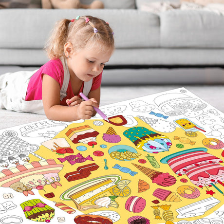 Ice Cream Coloring Poster for Kids Giant Coloring Poster Large Summer Sweet Treats Coloring Tablecloth Jumbo Coloring Books for kids Classroom Home Birthday Party Supplies Favor 31.4 x 43.3 Inch ZOIIWA