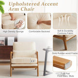 VINGLI Upgraded Premium Corduroy Accent Chair,Upholstered Arm Chair,Solid Wood Comfy Reading Chair with Lumbar Pillow, Mid Century Modern Chairs for Living Room,Bedroom,Guest Room,Beige VINGLI