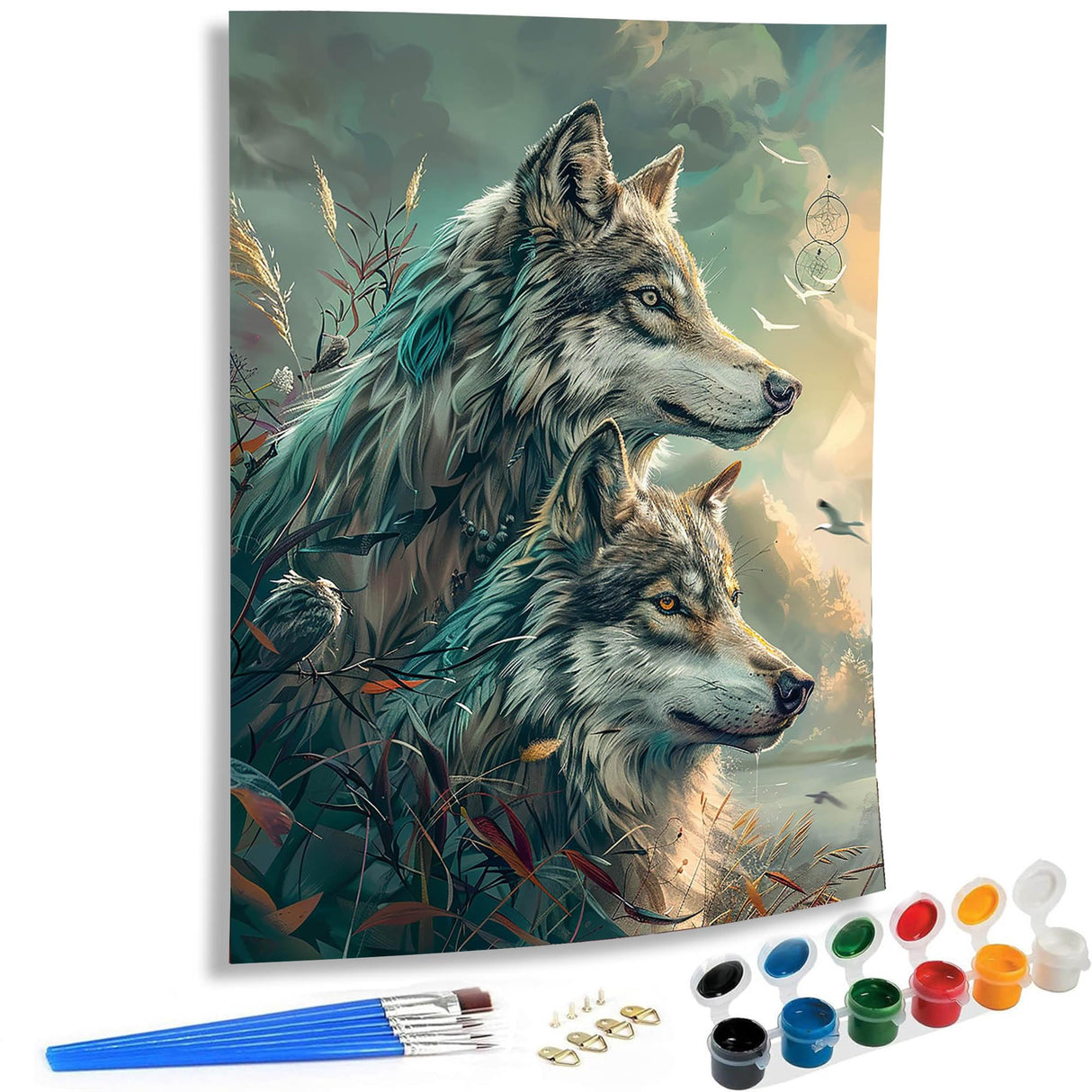 SKRYUIE Paint by Numbers Kit for Adults Beginner Wolf, Acrylic Animals Oil Painting by Numbers Kits with PaintBrushes Paintwork Art Crafts Canvas for Home Decor 16x20 inch c7 SKRYUIE