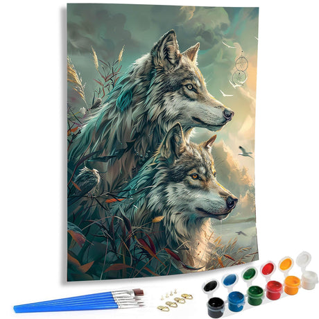 SKRYUIE Paint by Numbers Kit for Adults Beginner Wolf, Acrylic Animals Oil Painting by Numbers Kits with PaintBrushes Paintwork Art Crafts Canvas for Home Decor 16x20 inch c7 SKRYUIE