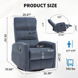 360° Swivel Rocking Chair for Nursery, Manual Glider Chair Nursing Chair with Side Pockets, Polyester Glider for Living Room, Heavy Duty Motion Mechanism, Blue Gray Luxlen