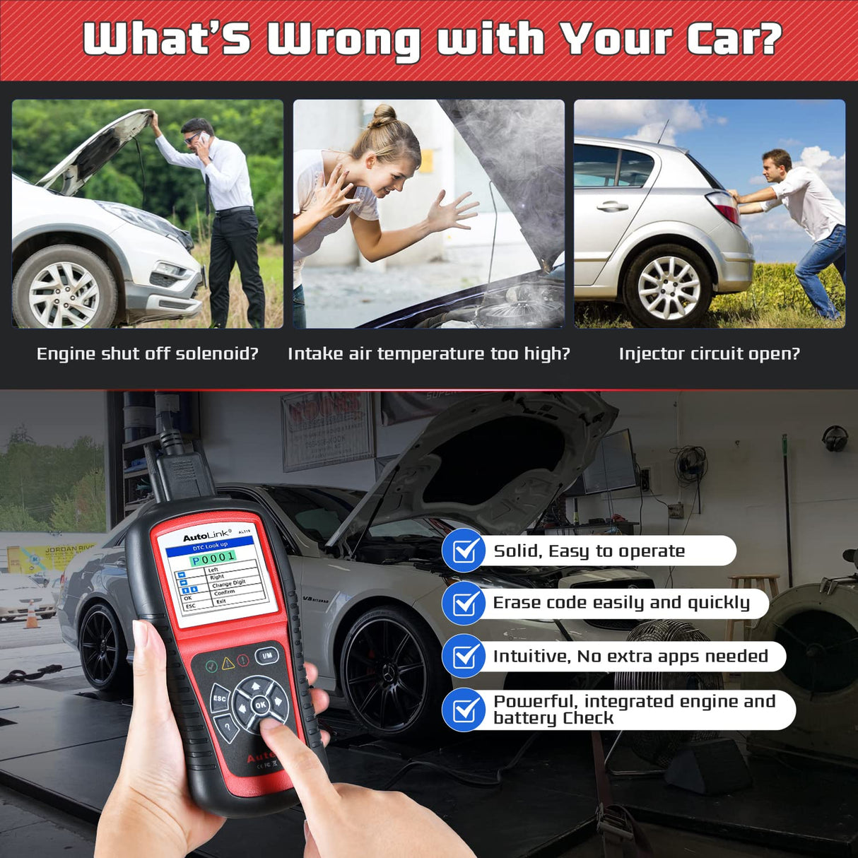 Autel AutoLink AL519 OBD2 Scanner Enhanced Mode 6 Car Diagnostic Tool Check Engine Code Reader CAN Scan Tool, Advanced Ver. of AL319 Autel