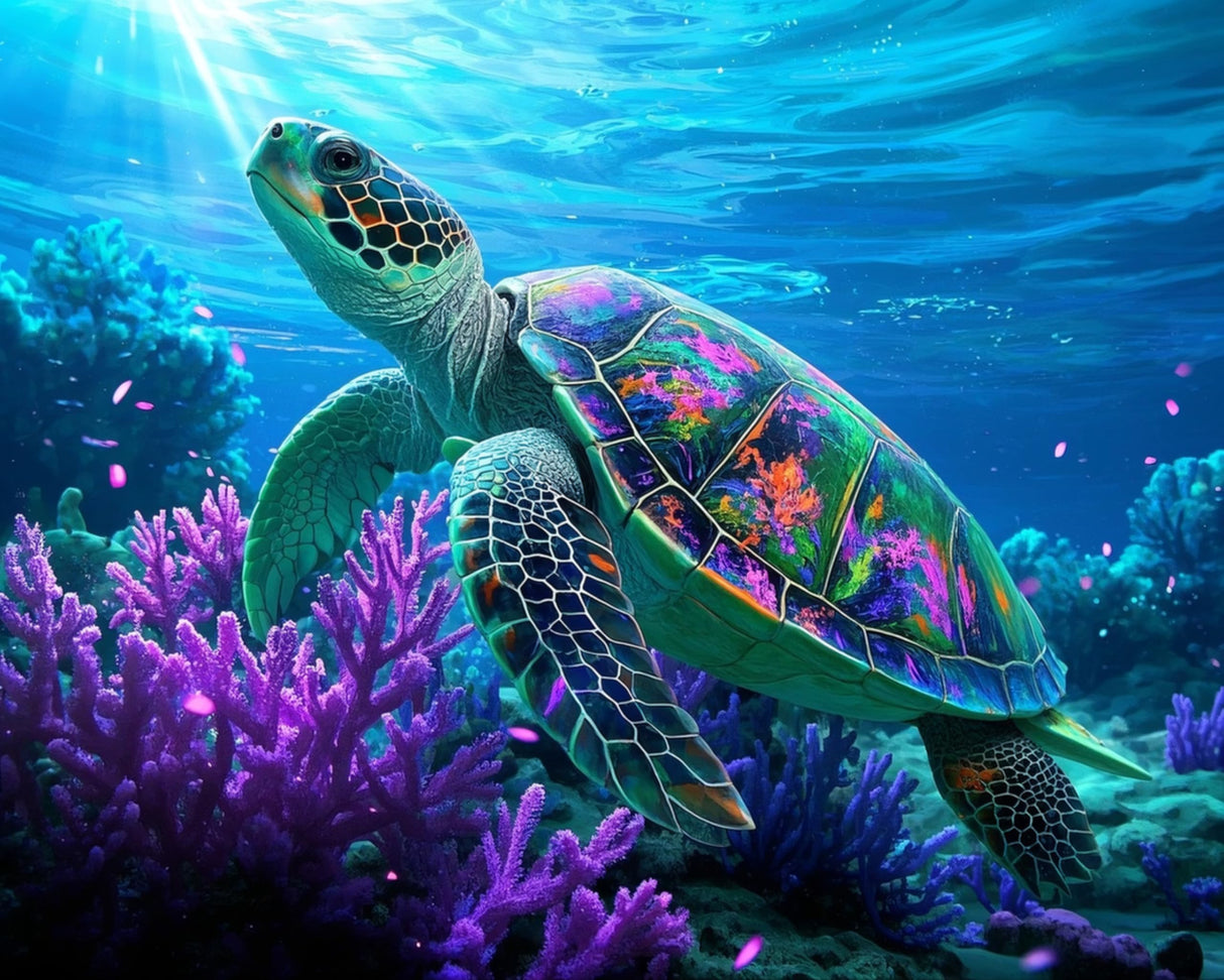 ACANDYL DIY Paint by Numbers Kit for Adults Beginner Paint by Number for Adults Canvas Painting by Number DIY Acrylic Oil Painting on Canvas Arts Craft Decoration Sea Turtle 16x20 in ACANDYL