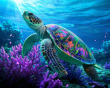 ACANDYL DIY Paint by Numbers Kit for Adults Beginner Paint by Number for Adults Canvas Painting by Number DIY Acrylic Oil Painting on Canvas Arts Craft Decoration Sea Turtle 16x20 in ACANDYL