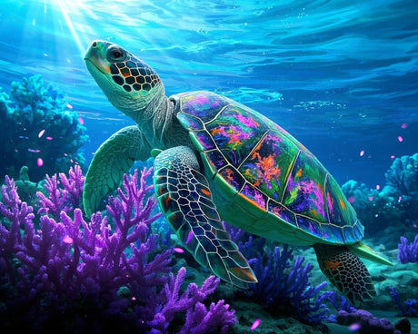 ACANDYL DIY Paint by Numbers Kit for Adults Beginner Paint by Number for Adults Canvas Painting by Number DIY Acrylic Oil Painting on Canvas Arts Craft Decoration Sea Turtle 16x20 in ACANDYL