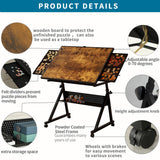 Roockky Height Adjustable Puzzle Tables for Adults with Drawers, 1500 Pieces Jigsaw Puzzle Table with Legs and Wheels, 0-75° Tilting Tabletop, Protective Cover and Storage Shelf, Black Roockky