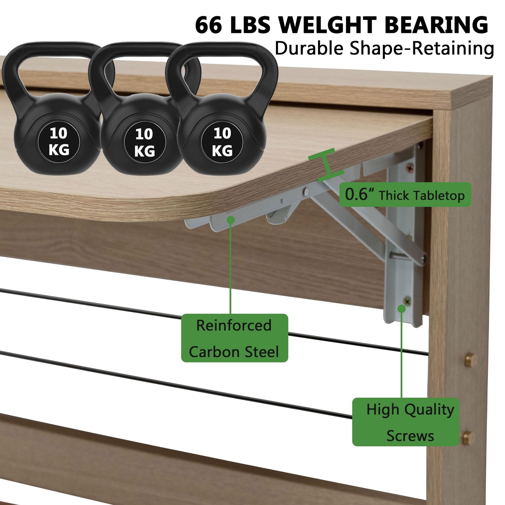 Wall Mounted Folding Table,Wall Desk fold Down,Floating Desk for Study, Functional Hanging Desk for Home Office Workstation, Bedroom,Kitchen Dining (Wood Color-right angle, 80*41.5cm/31.5*16. - WoodArtSupply