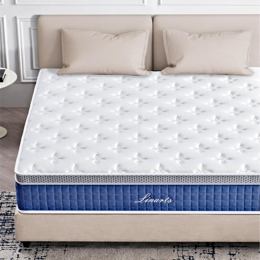 LINARTS Queen Mattress, 12 Inch Queen Size Hybrid Mattress in a Box with Pocket Spring & Soft Knitted Fabric for Comfort, Motion Isolation, Pressure Relief, Edge Support, Improve Sleep, Medium Firm