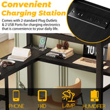 MoproBeti Full Size Loft Bed with Desk and Stairs,Metal Gaming Loft Bed Full with Wardrobe and Shelf, High Loft Bed with LED & USB Charging Station for Teens, Adults, Space Saving Design,Black MoproBeti