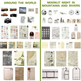 120 Pcs Vintage Aesthetic Scrapbook Kit Junk Journaling Supply with Retro Stamp Stickers,Material Paper, Tag Card,Hand Account Collage Card,Pillow Box,Twine Diary Supply Birthday Gift(Artsy Style) Zonon