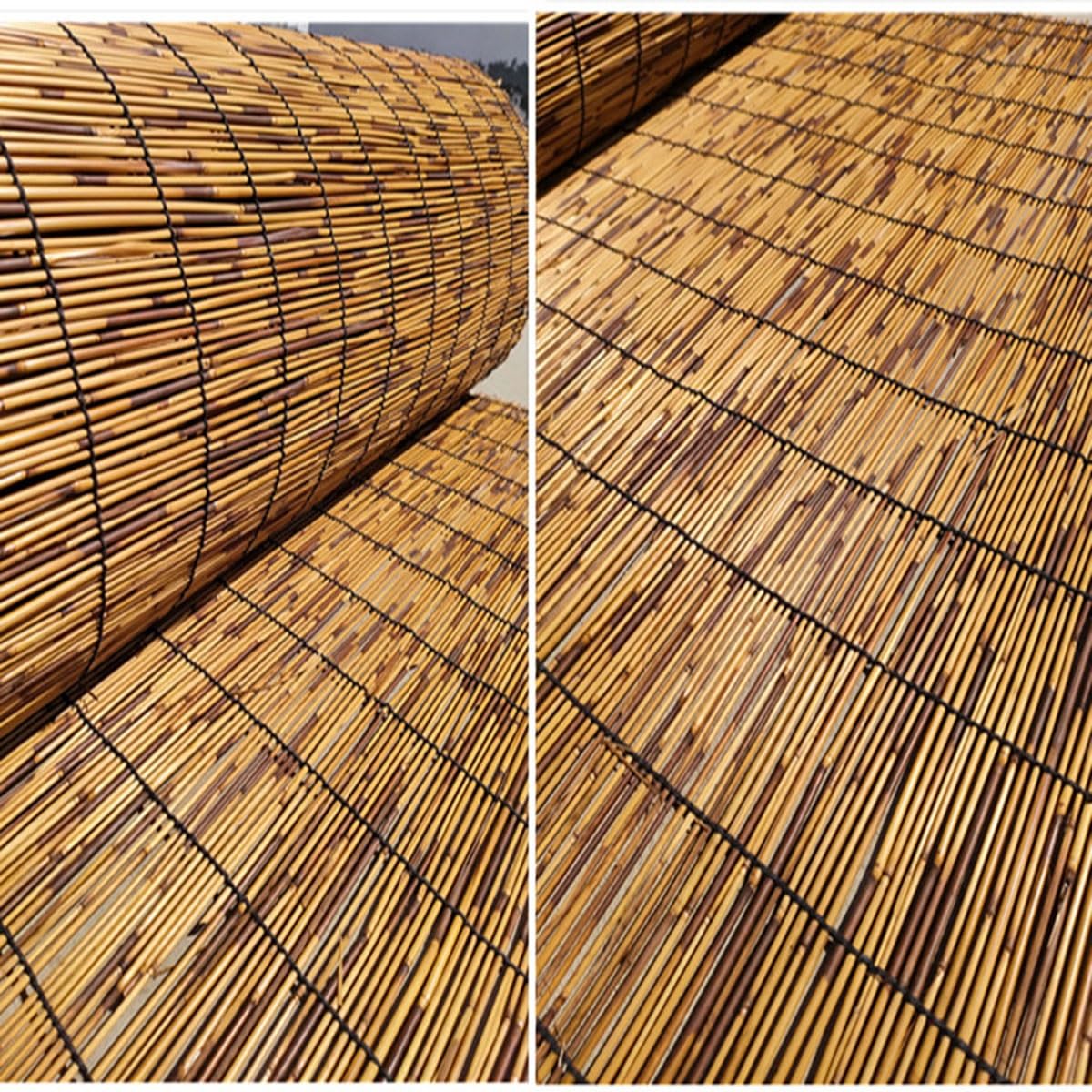 Roll Up Bamboo Shade for Windows, Blackout Bamboo Roller Blind with Lift, Cordless Roman Window Curtains for Hotel Privacy Protection, 24" 28" 30" 32" 36" 40" 42" 46" 48" 51" 53" 54" 60" 72" Wide (Co ZXBMYLV