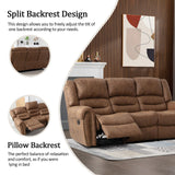 CANMOV Faux Leather Manual Recliner Sofa Set, Manual Recliner Chair, Reclining Loveseat and 3-Seat Sofa for Living Room,Bedroom Furniture, Office,Nut Brown CANMOV