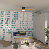 OUATER Flush Mount Ceiling Fan with Light, 52 inch Low Profile Ceiling Fans with Remote for Outdoor/Patios, 3 Color Light, 6 Speed, DC Motor, Wood and Modern Matte Black OUATER