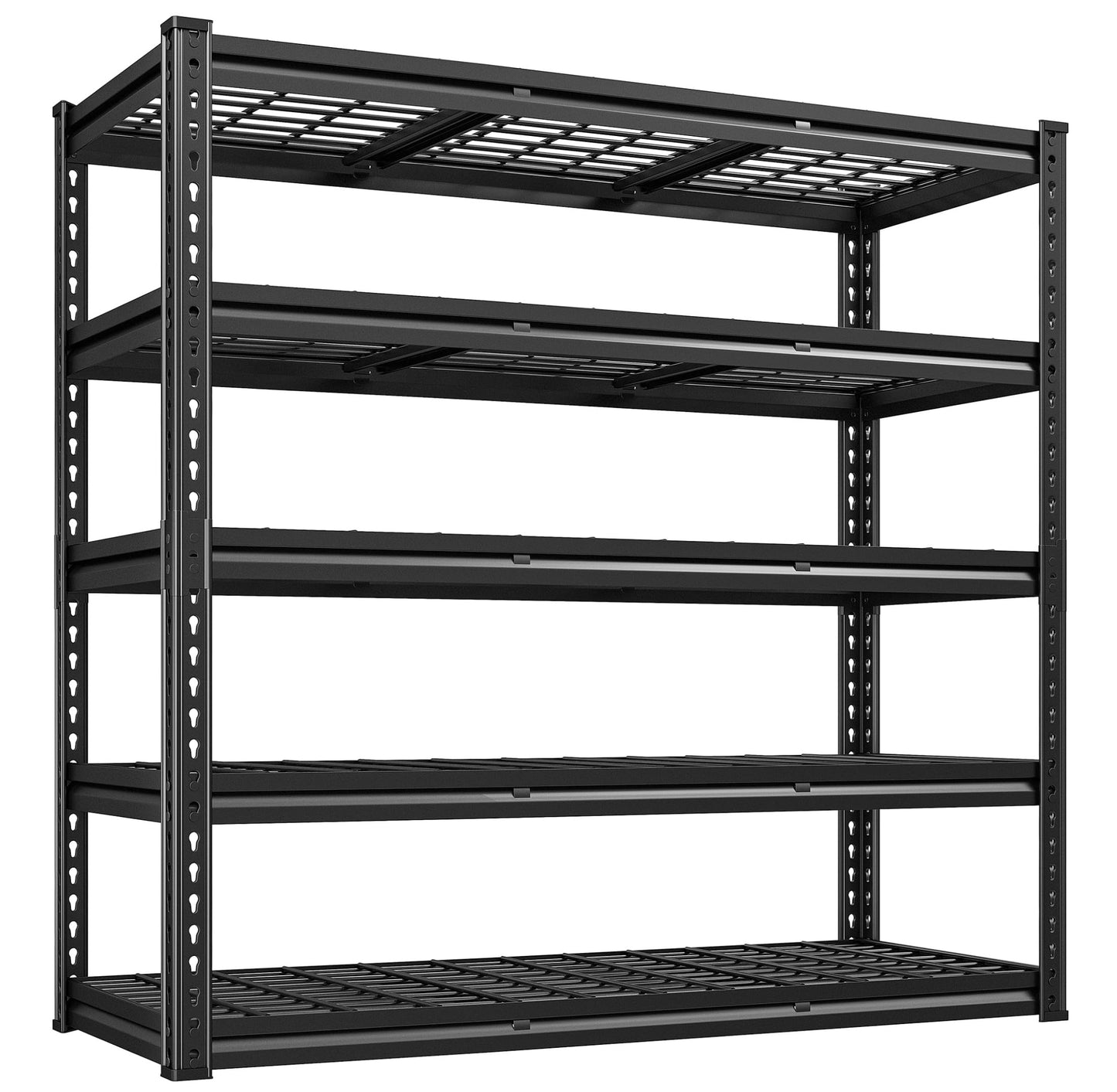 REIBII 48" W Garage Shelving 2750LBS Heavy Duty Garage Storage 5 Tier Adjustable Metal Storage Shelves Industrial Shelving Unit for Basement,Warehouse, Workshop,Black