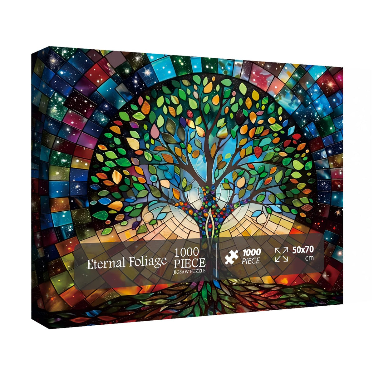 Stained Glass Tree of Life Puzzle 1000 Piece for Adults, Fantasy Galaxy Jigsaw Puzzles Art, Colorful Nature Leaf Puzzle BBOLDIN
