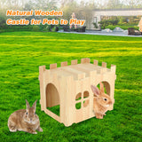 BWOGUE Large Wooden Rabbit House and Hideouts Bunny Castle Detachable Small Animal Play Hideaway Rabbit Hideout Cage Accessories for Indoor Adult Rabbit Guinea Pig Chinchilla Habitat BWOGUE