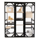 FunXplore Large Catio Outdoor Cat Enclosure Window 73" H Walk-in Cat House Kitty Cage for Multiple Indoor Outdoor Cats Outside Patio with 5 Access Doors Waterproof Roof FunXplore