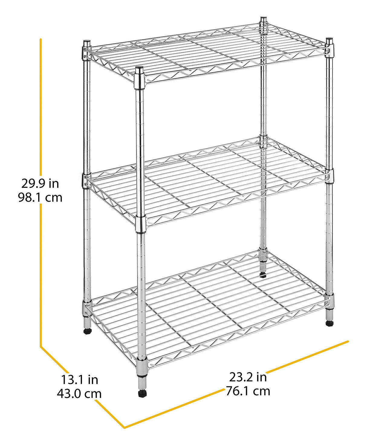 Whitmor 3-Wire Shelving Unit, Metal Storage Shelves, Easy Assembly Home Organizer for Pantry, Kitchen, Garage, Plant Whitmor