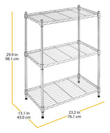 Whitmor 3-Wire Shelving Unit, Metal Storage Shelves, Easy Assembly Home Organizer for Pantry, Kitchen, Garage, Plant Whitmor