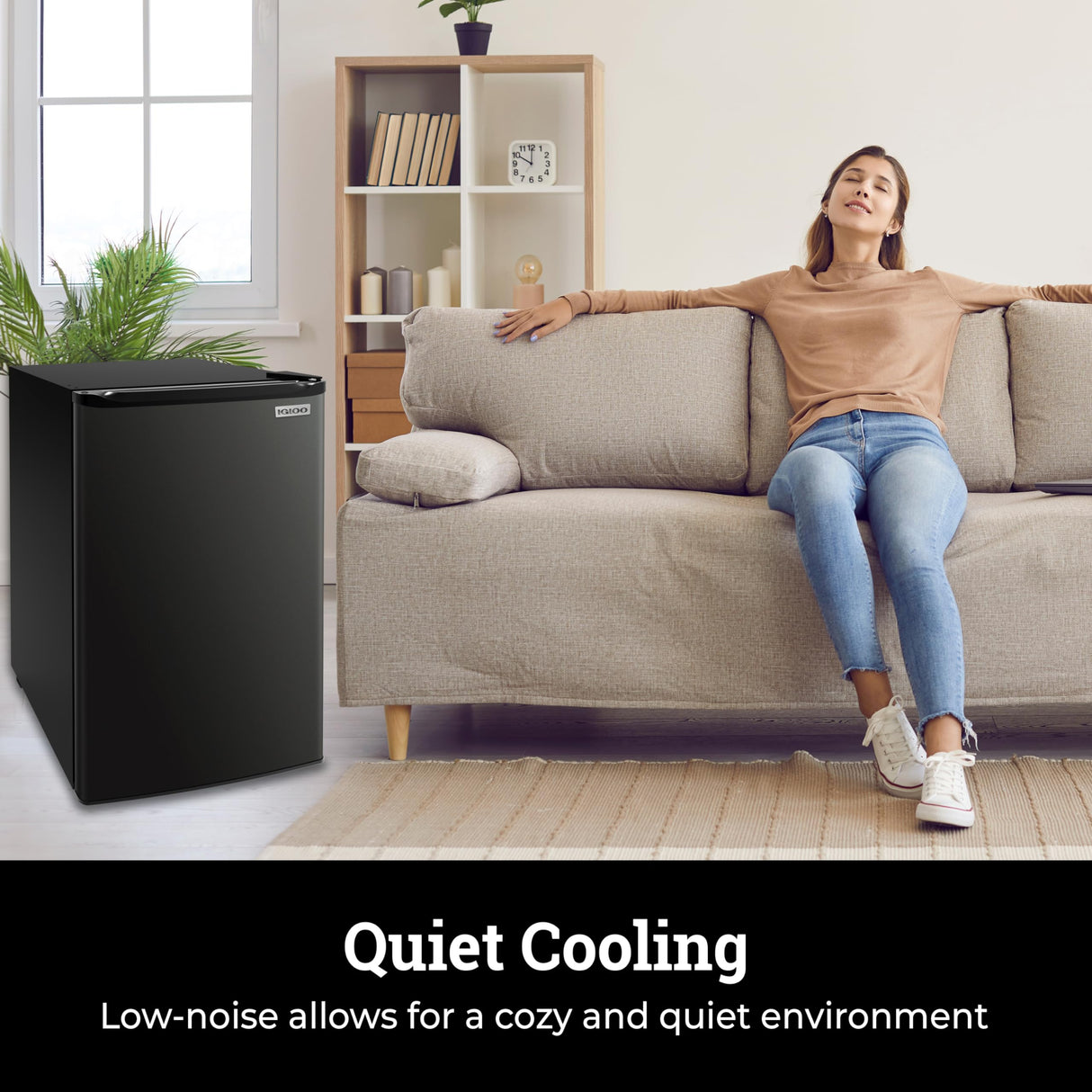 Igloo 3.2 Cu.Ft. Single Door Compact Refrigerator with Freezer - Slide Out Glass Shelf, Perfect for Homes, Offices, Dorms - Black Igloo