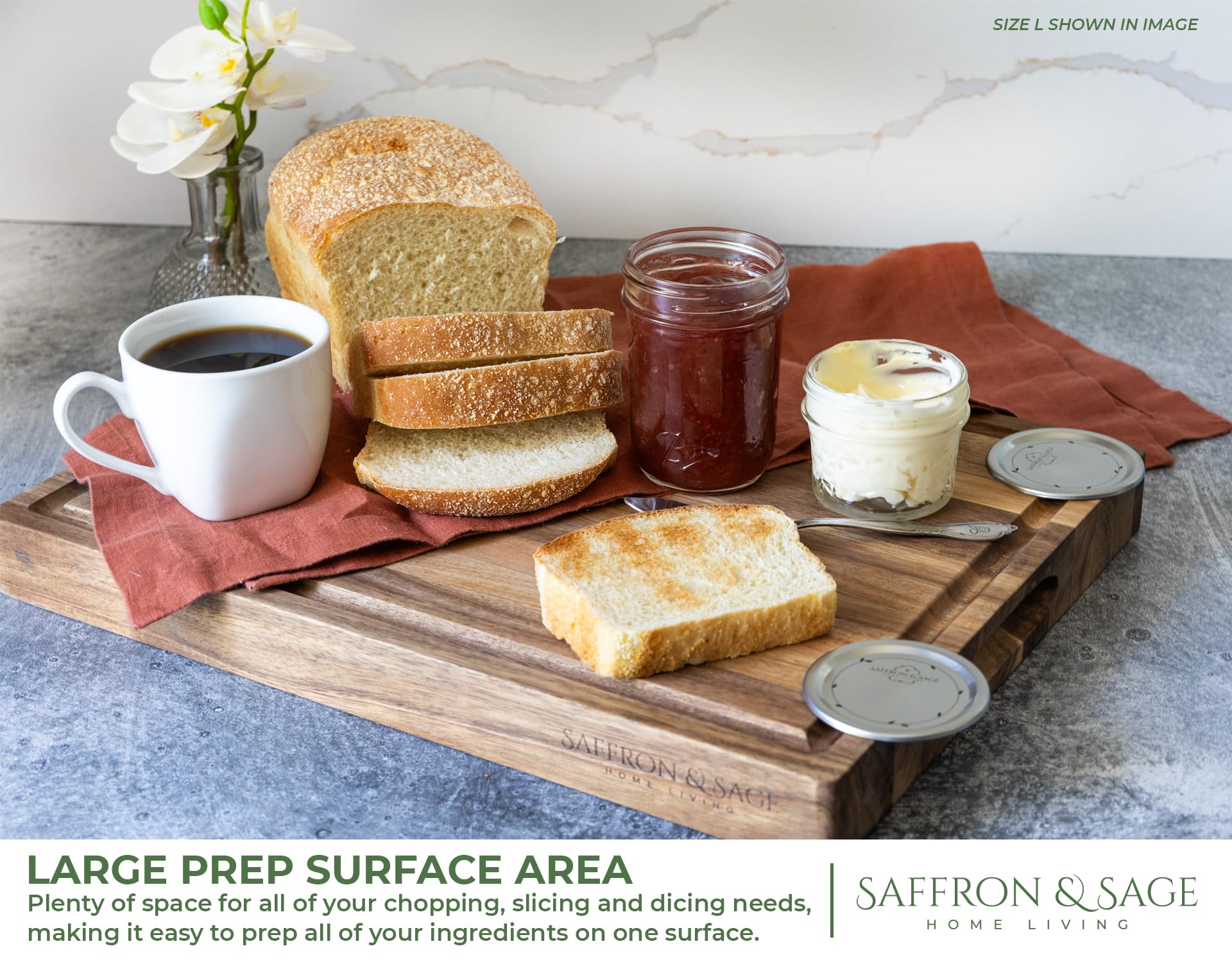 Saffron & Sage Large Wood Cutting Board - Thumbnail 4