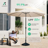 JEAREY 9FT Outdoor Patio Umbrella Outdoor Table Umbrella with Push Button Tilt and Crank, Market Umbrella 8 Sturdy Ribs UV Protection Waterproof for Garden, Deck, Backyard, Pool (Beige) JEAREY