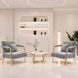 Yaheetech 30" W Modern Sofa Small Sofa Luxurious Velvet Fabric Couch with Gold-Tone Metal Arms and Legs for Living Room, Home Office, Studio Light Gray Yaheetech