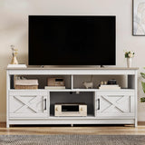 DWVO TV Stand for 65 inch TV, Farmhouse Entertainment Center with Power Outlets & Storage Cabinets, Mid Century Modern Media Console Table for Living Room, Grey Wash & Grey White DWVO