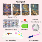 Muzagroo Art Moon Diamond Painting Kits for Adults, 5D Diamond Art Kits for Beginners, DIY Diamond Arts and Crafts for Living Room, Diamond dots Kits Kids Room 4 PCS Wall Art Muzagroo Art