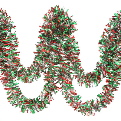 CCINEE 32.8 Feet Christmas Tinsel Garland,Metallic Tinsel Twist Garland Shiny Hanging Decoration for Party Supplies Xmas Tree Home Stairs Indoor Outdoor Decor(Red Green Sliver)