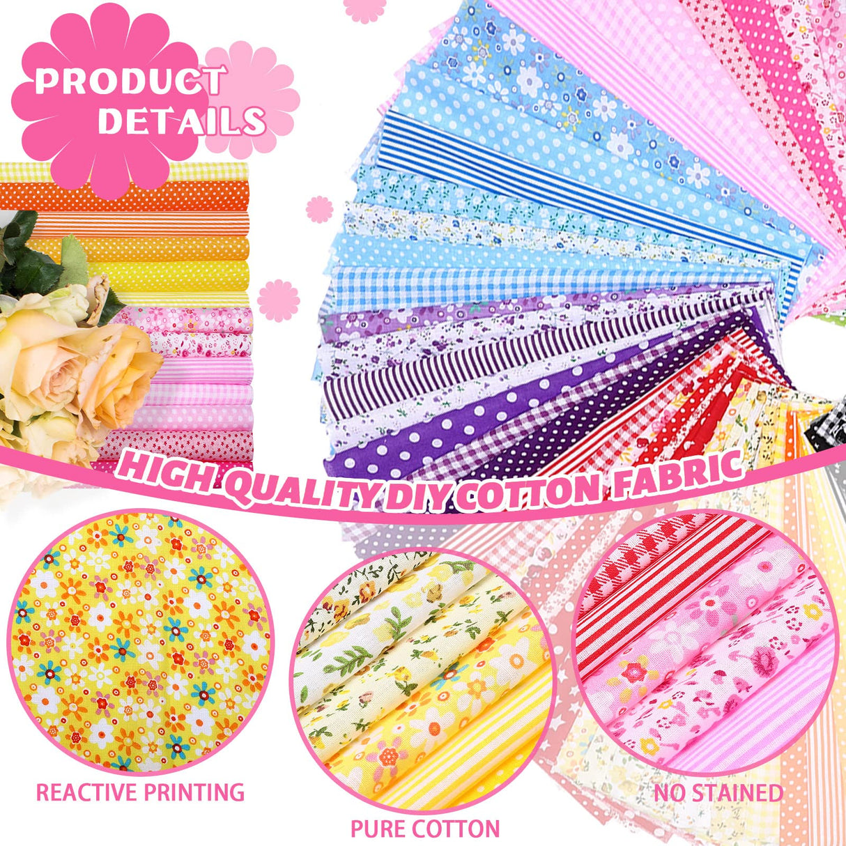 Tudomro 100 Pieces 10 x 10 Inches Cotton Fabric Squares No Repeat Patchwork Quilting Fabric Bundles Layer Precut Quilt Material for DIY Craft Sewing Cloths Handmade Accessories(Floral) Tudomro