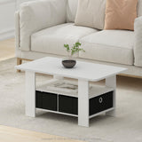 Furinno Andrey Coffee Table with Bin Drawer, White/Black Furinno