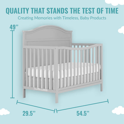 Dream On Me JPMA & Greenguard Gold Certified Grace 5 in 1 Convertible Crib Made with Sustainable New Zealand Pinewood in Pebble Grey, Non-Toxic Finish