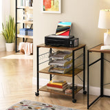 Mr IRONSTONE Microwave Cart 23.7'' for Small Space, 3-Tier Coffee Cart Rolling Kitchen Utility cart Microwave Stand on Wheels, Rustic Brown Mr IRONSTONE