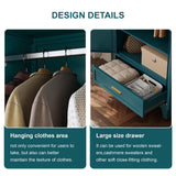 QINPTWUT 71" Large Capacity Metal Wardrobe with 1 Drawers and Adjustable Shelf - Heavy Duty Steel Storage Cabinet for Bedroom, Office,Laundry Room,Bedroom and More (Blue, 71" - 1 Drawer) QINPTWUT