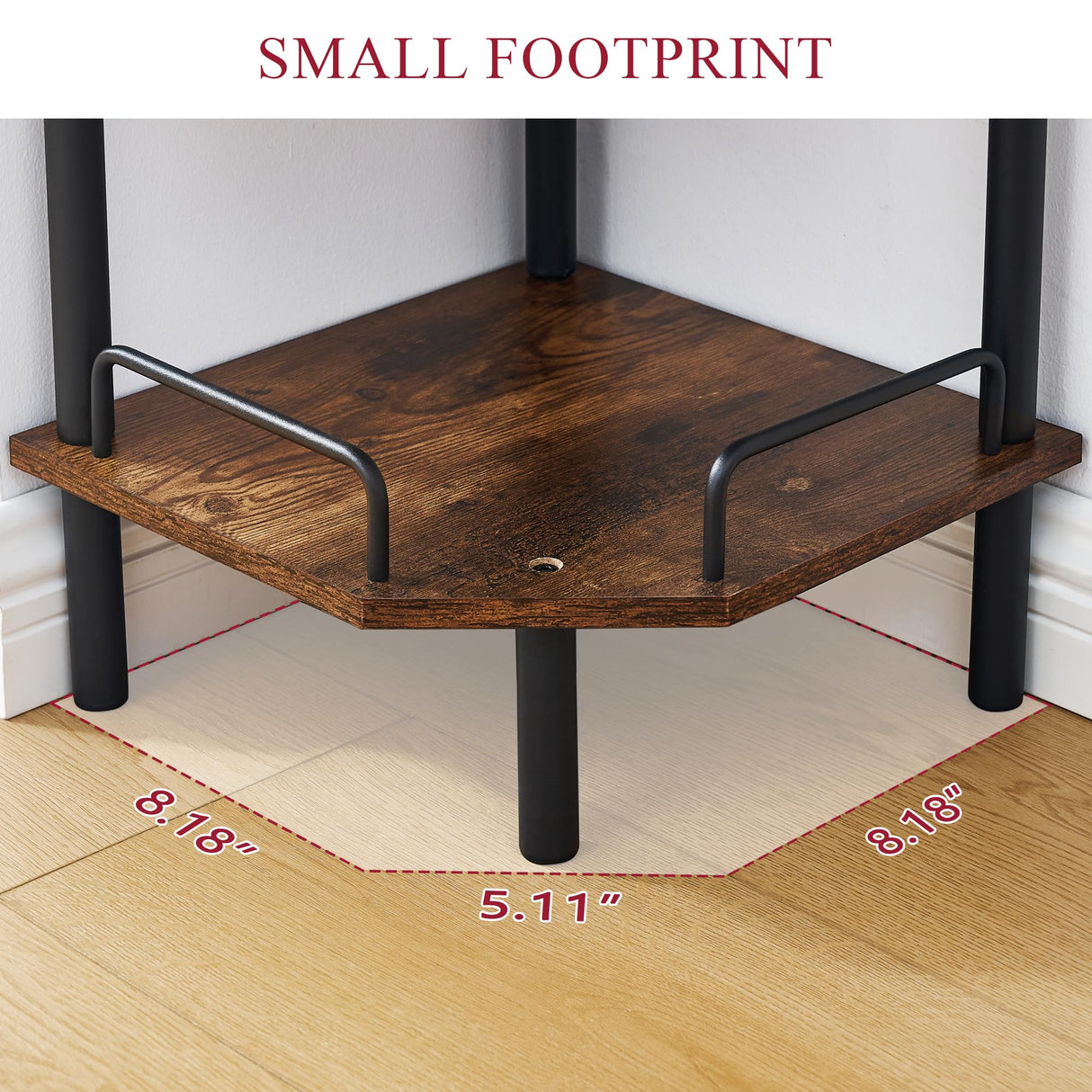 Tajsoon 3-Tier Industrial Corner Shelf Stand in Rustic Brown - Versatile Display Unit for Any Room Tajsoon