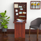 HOMCOM Wall Mounted Desk, Fold Out Convertible Desk, Multi-Function Computer Table Floating Desk with Shelves for Home Office, Mahogany HOMCOM