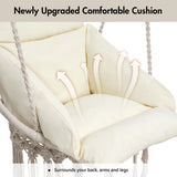 ANOW Macrame Hammock Chair with Stand, Heavy Duty Hanging Chair Stand with Swing Chair, Includes Luxury Padded Cushion, Max 330 Lbs, Natural ANOW