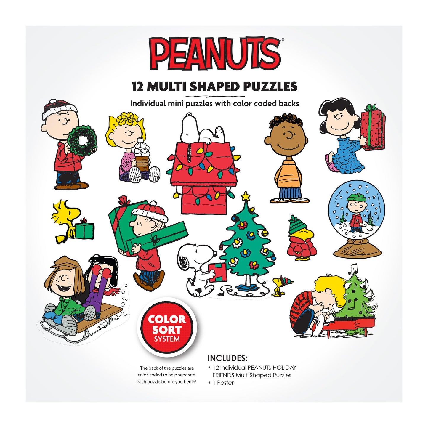 RoseArt - Mini Shaped Multipack - Peanuts Holiday Friends - 500 Piece Jigsaw Puzzle for Adults