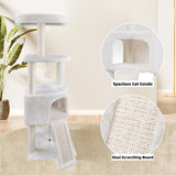 HUITREE 45in Cat Tree Tower with Big Cat Condo for Indoor Cats,Cat Tower Activity Center Cat Furniture with Scratching Post and Hanging Bed,Beige HUITREE