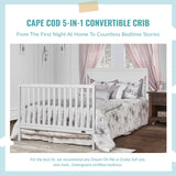 Dream On Me Cape Cod 5-in-1 Convertible Crib in White, Greenguard Gold Certified, 55x30x44.5 Inch (Pack of 1) Dream On Me