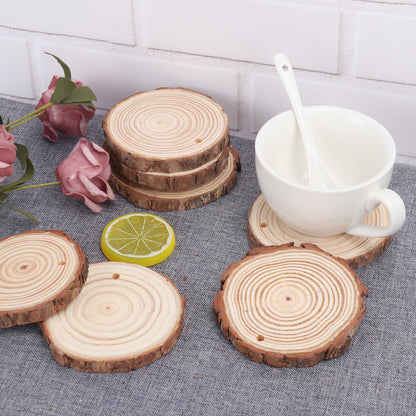 80 PCS 3.2-3.6inch Unfinished Wood Slices, Natural Wood Slices, Predrilled with Hole Wood Slice for DIY Arts Craft Christmas Ornaments