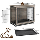 JY QAQA Dog Crate Furniture, Wooden Dog Crate Table, Double-Doors Dog Furniture, Indoor Dog Kennel, Dog House, Dog Cage/Grey/S JY QAQA PET