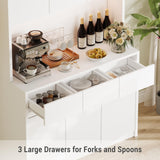 IDEALHOUSE Kitchen Pantry Storage Cabinet with Charging Station，70" Tall Farmhouse Kitchen Hutch Cabinet with Microwave Stand,Pantry with Drawers,Shelves for Living Room, Dining Room,White IDEALHOUSE